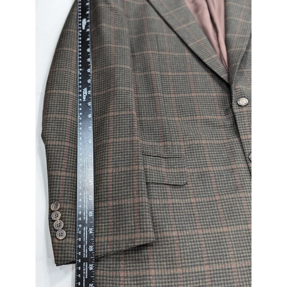 Vitg Hickey Freeman Blazer Sport Suit Jacket Green Red Glenn Check 42L Soft Wool